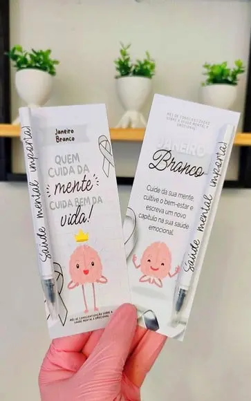 Cartão com Caneta- Janeiro Branco