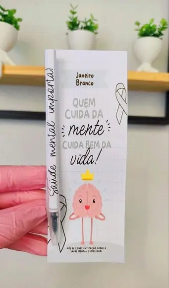 Cartão com Caneta- Janeiro Branco