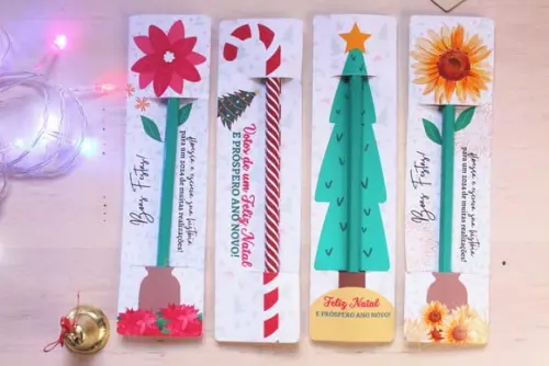 Cartão com Caneta- Feliz Natal