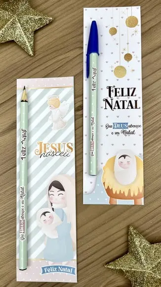 Cartão com Caneta- Natal