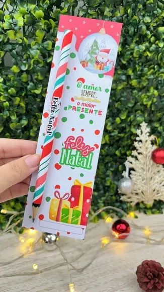 Cartão com Caneta- Natal