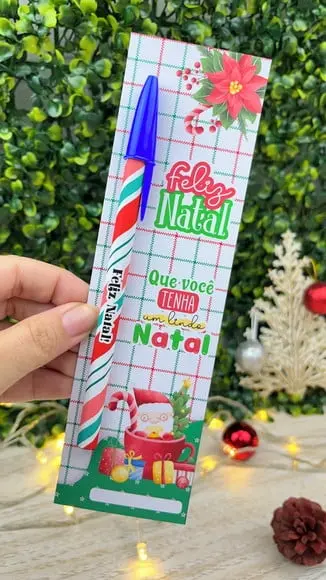 Cartão com Caneta- Natal