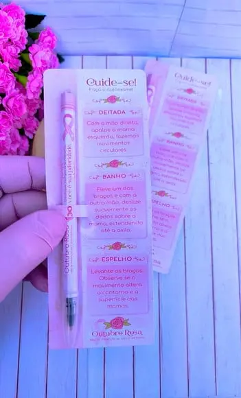 Cartão com Caneta- Outubro Rosa