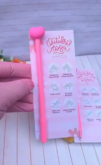 Cartão com Caneta- Outubro Rosa