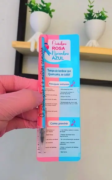 Cartão com Caneta- Outubro Rosa e Novembro Azul
