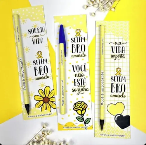 Cartão com Caneta- Setembro Amarelo