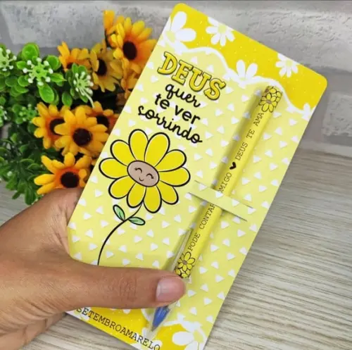Cartão com Caneta- Setembro Amarelo