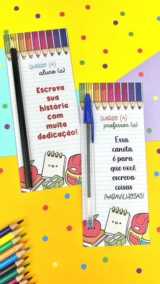Cartão com Caneta- Volta as Aulas