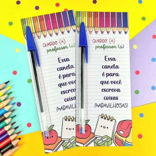 Cartão com Caneta- Volta as Aulas