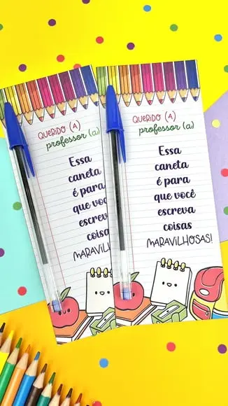Cartão com Caneta- Volta as Aulas