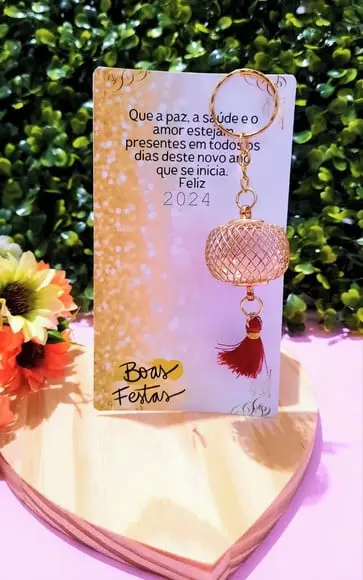 Cartão com Chaveiro Bolinha - Natal