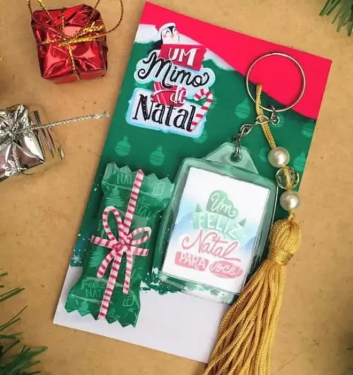 Cartão com Chaveiro e Bis- Natal