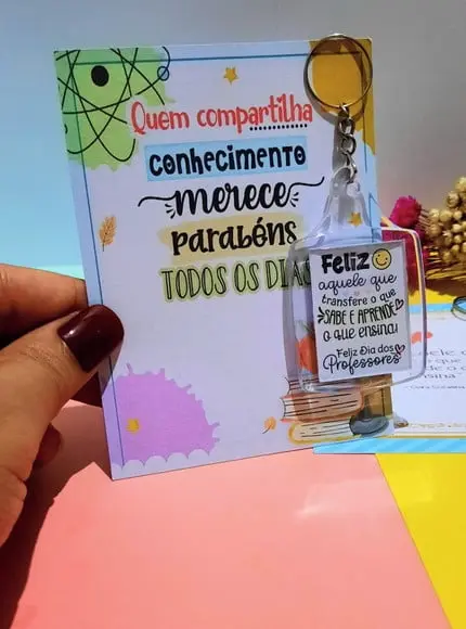 Cartão com Chaveiro- Dia dos Professores
