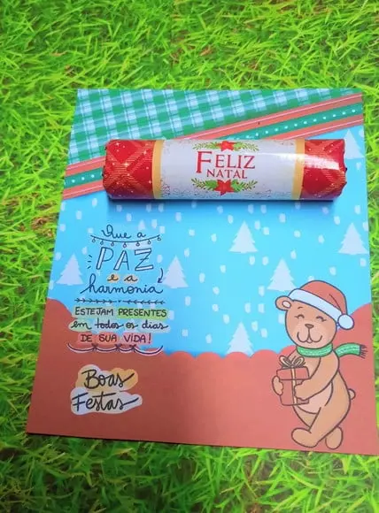 Cartão com Chocolate Baton- Natal