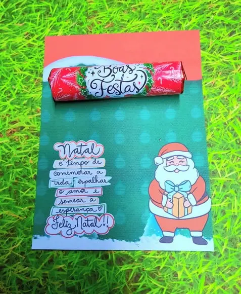 Cartão com Chocolate Baton- Natal