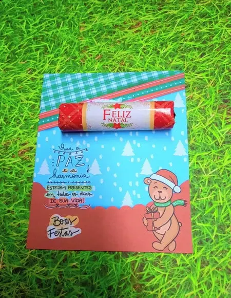 Cartão com Chocolate Baton- Natal