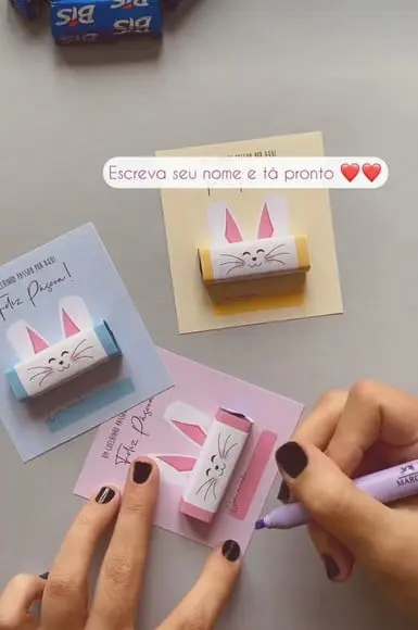 Cartão com chocolate Bis- Páscoa