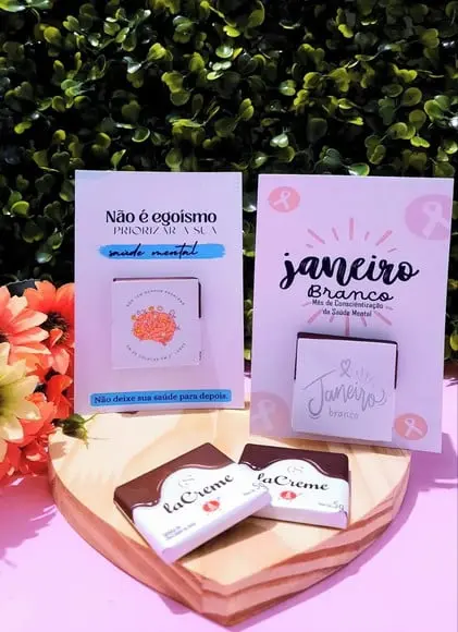 Cartão com Chocolatinho Cacau Show 5g- Janeiro Branco