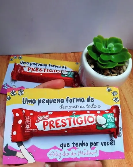 Cartão com Chocolate Prestígio 33g- Dia da Mulher