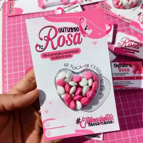 Cartão Com Confete- Outubro Rosa