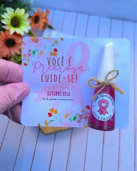 Cartão com Esmalte- Outubro Rosa