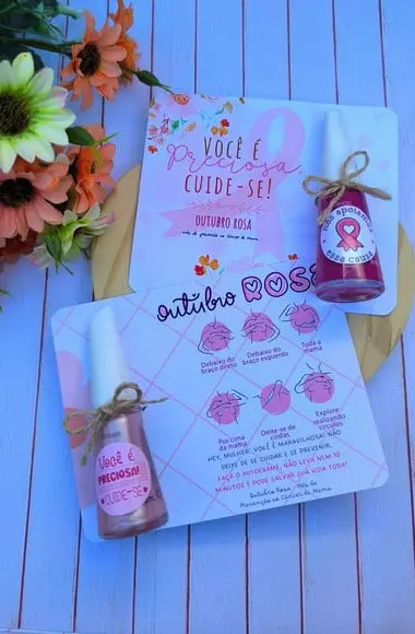 Cartão com Esmalte- Outubro Rosa