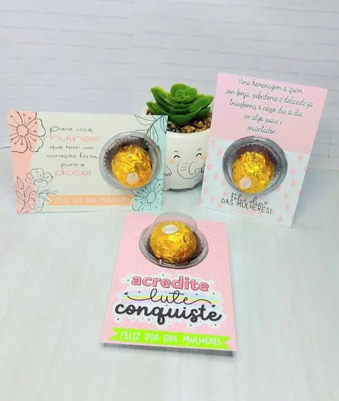 Cartão com Ferrero Rocher- Dia das Mulheres