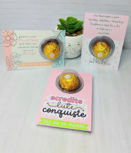 Cartão com Ferrero Rocher- Dia das Mulheres