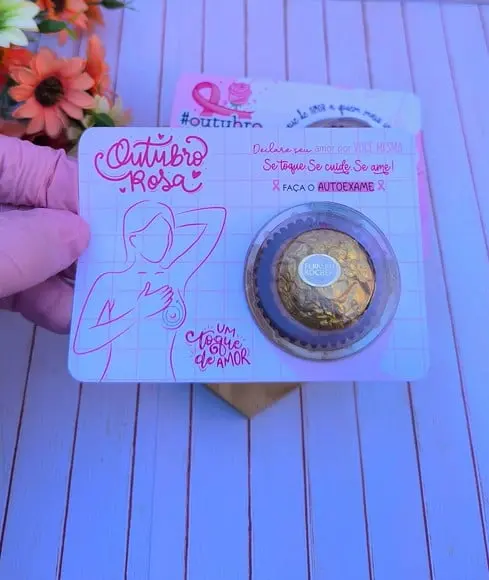 Cartão com Ferrero Rocher- Outubro Rosa