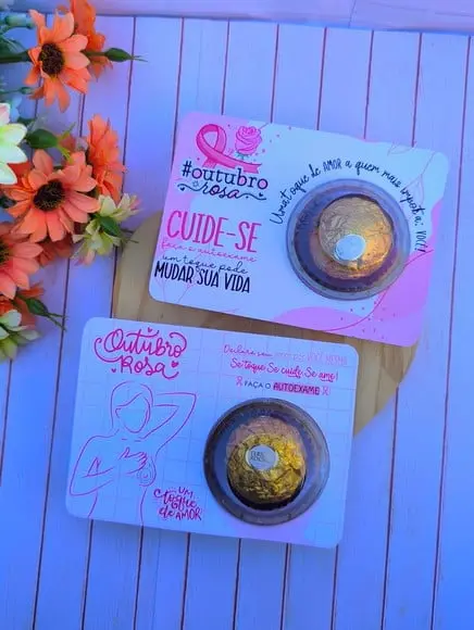Cartão com Ferrero Rocher- Outubro Rosa