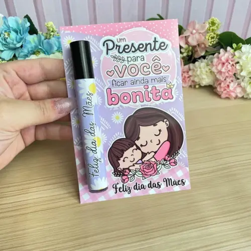 Cartão com Gloss Labial- Dia das Mães