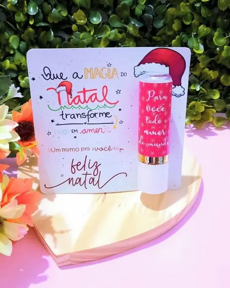 Cartão com Hidratante Labial (manteiga de Cacau)- Natal