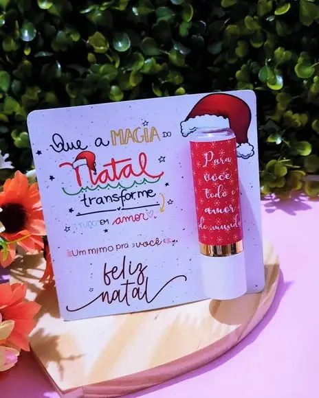 Cartão com Hidratante Labial (manteiga de Cacau)- Natal