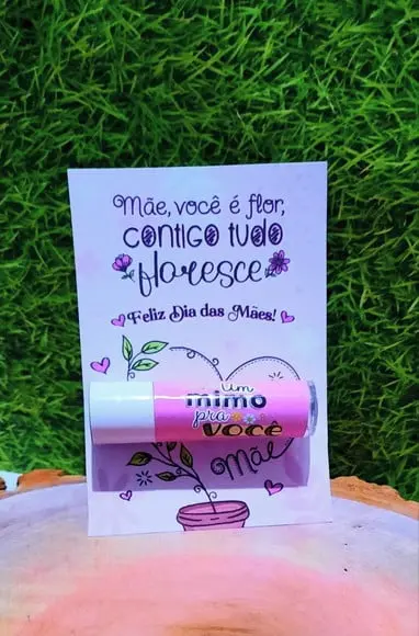 Cartão com Hidratante Labial(manteiga de Cacau)-dia das Mães
