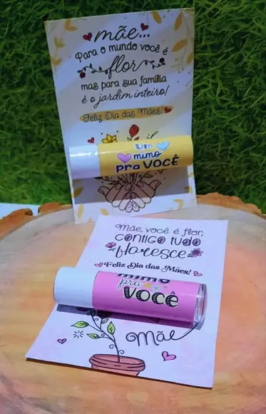 Cartão com Hidratante Labial(manteiga de Cacau)-dia das Mães