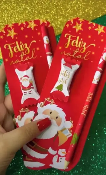 Cartão com Lápis e Balinha- Natal