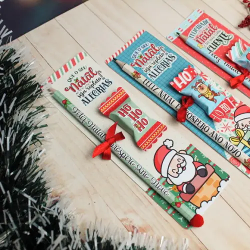 Cartão com Lápis e Balinha- Natal