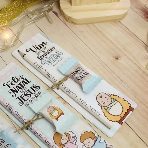 Cartão com Lápis e Balinha- Natal