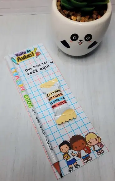 Cartão com Lápis e Balinha- Volta as Aulas