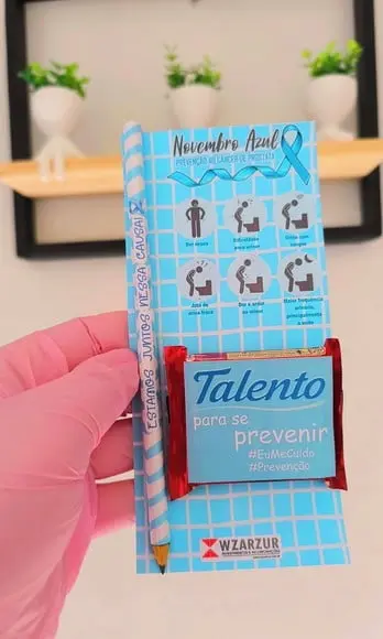 Cartão com Lápis e Mini Talento- Novembro Azul