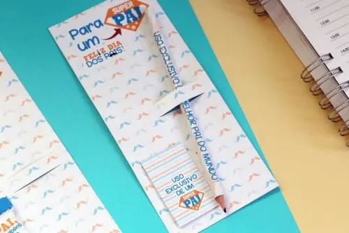 Cartão Com Lápis Ou Caneta E Balinha- Dia Dos Pais