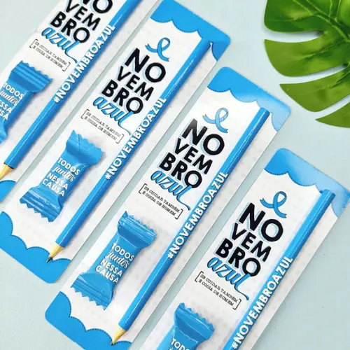 Cartão com Lápis ou Caneta e Bis- Novembro Azul