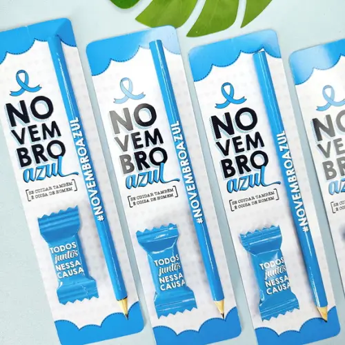 Cartão com Lápis ou Caneta e Bis- Novembro Azul