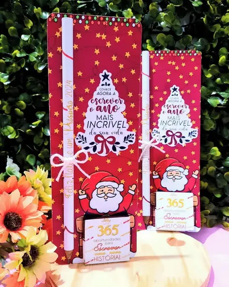 Cartão com Lápis ou Caneta e Cacau Show 5g- Natal