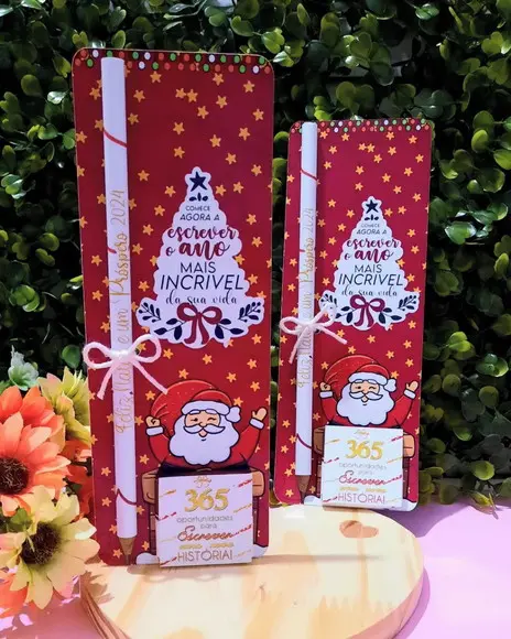 Cartão com Lápis ou Caneta e Cacau Show 5g- Natal