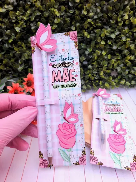 Cartão com Lápis ou Caneta- Dia das Mães