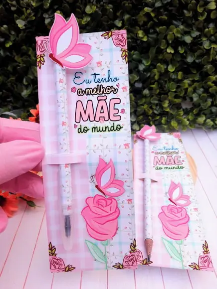 Cartão com Lápis ou Caneta- Dia das Mães