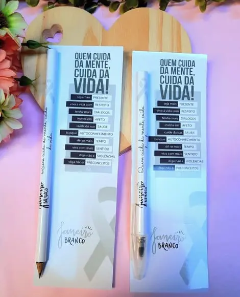Cartão com Lápis ou Caneta- Janeiro Branco