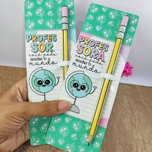 Cartão com Lápis ou Caneta- Dia dos Professores