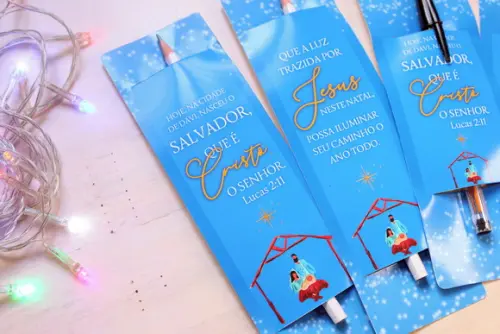 Cartão com Lápis ou Caneta- Natal